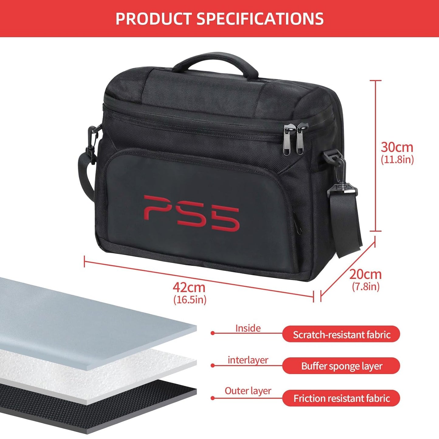 Ps5 Bag Ps5 Slim Carrying Storage Case for Ps5 Slim Controller Console Ps5 Pro Travel Carrying Bag for Game Disc Gaming Mice USB Cable Charger & Accessories