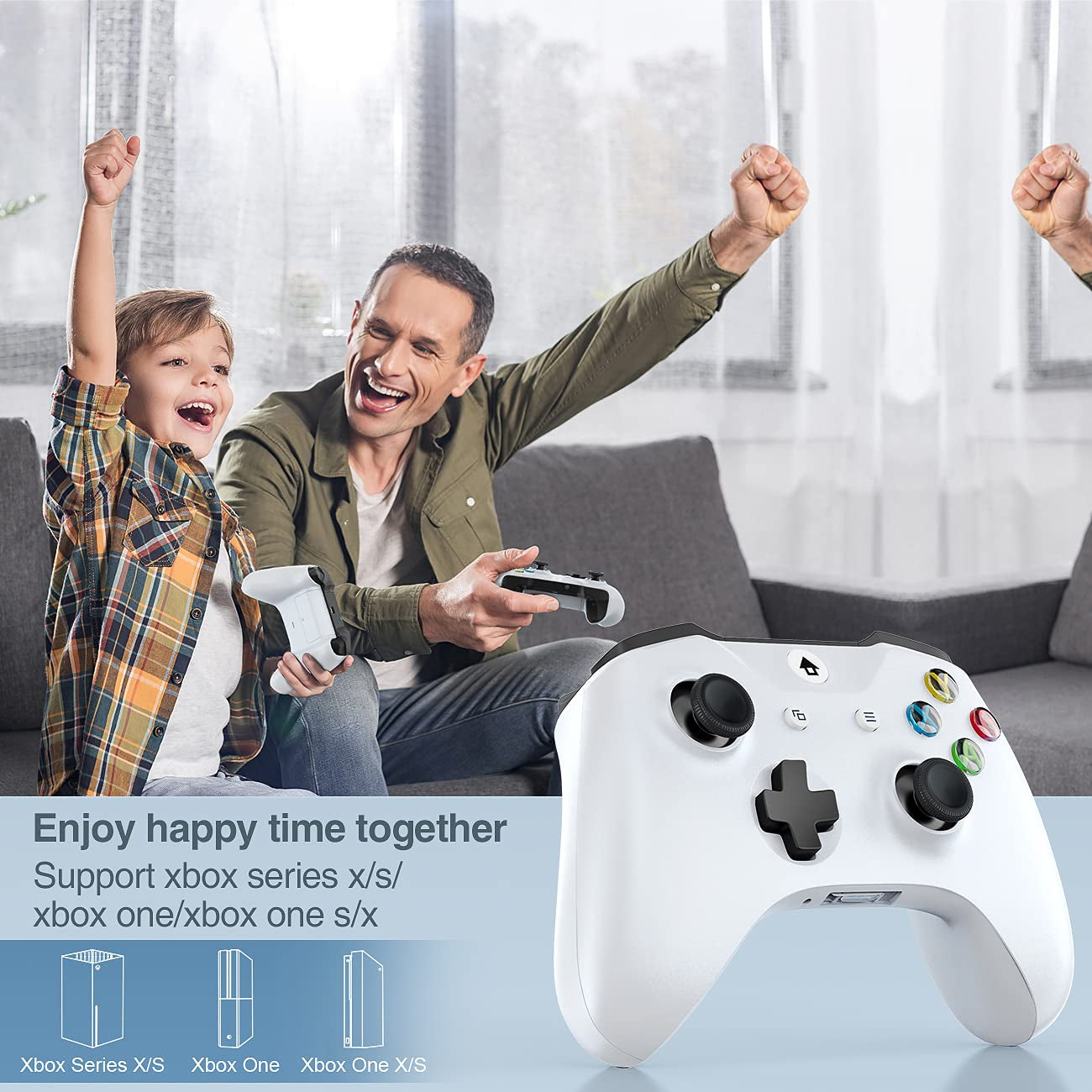 Xbox Controller Wireless Fits for Xbox Series X/S/Xbox One/Xbox One S/One X/One Elite/Windows 7/8/10/, Wireless PC Gamepad with Audio Jack-White