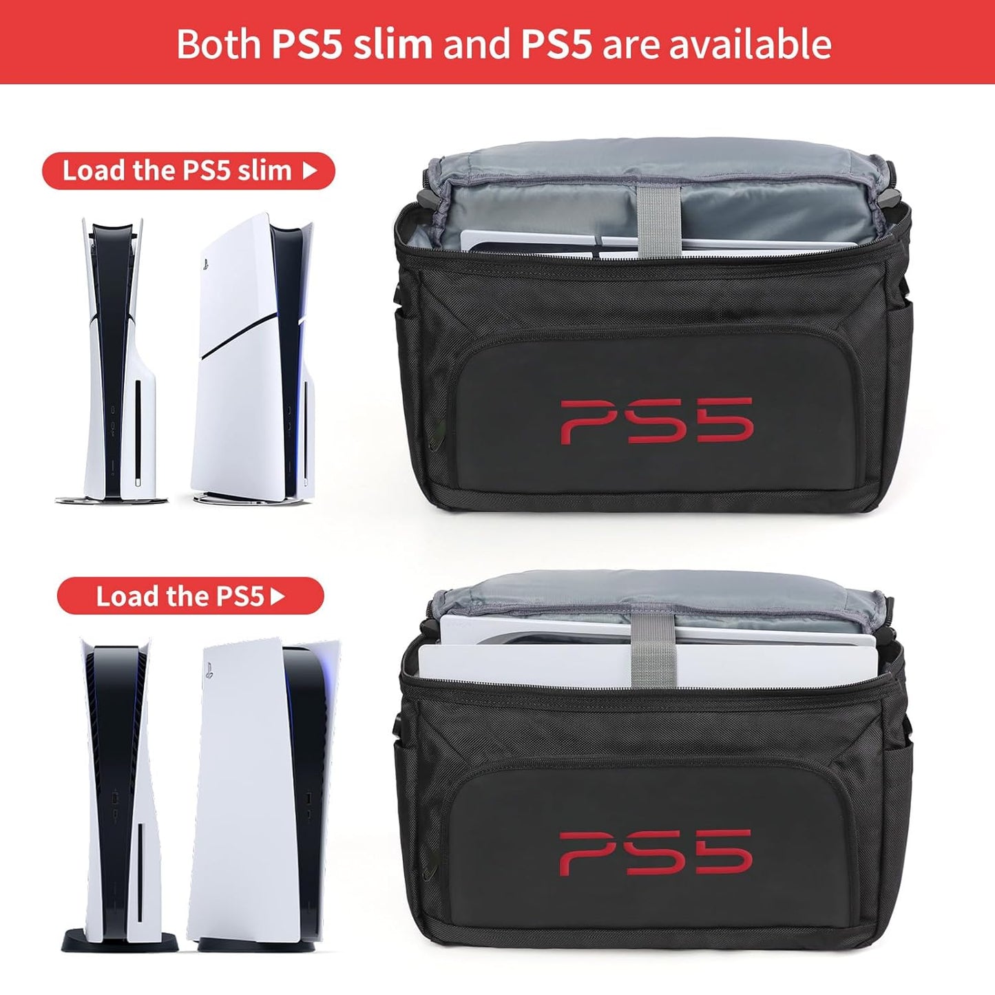 Ps5 Bag Ps5 Slim Carrying Storage Case for Ps5 Slim Controller Console Ps5 Pro Travel Carrying Bag for Game Disc Gaming Mice USB Cable Charger & Accessories