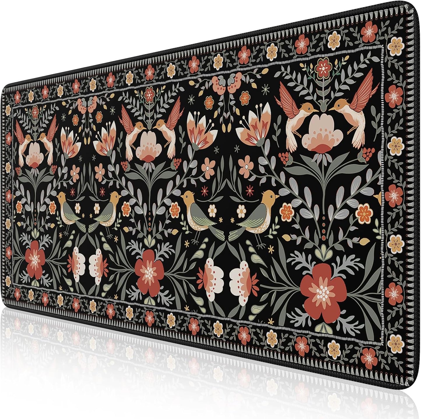 Large Mouse Pad for Desk, XXL Desk Pad Mat, Anti-Slip Big Mousepad with Stitched Edges, Keyboard Pad for Computer Desktop(Black)