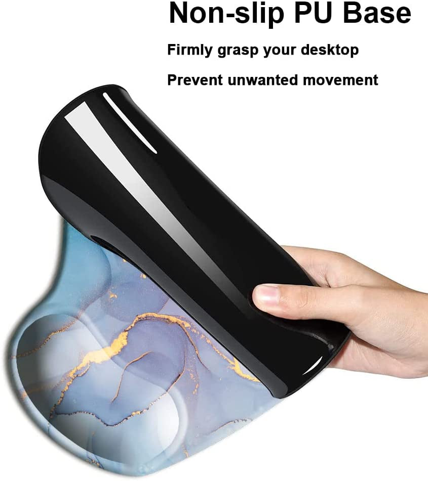 Ergonomic Mouse Pad with Wrist Support Gel Mouse Pad with Wrist Rest, Comfortable Computer Mouse Pad for Laptop, Pain Relief Mousepad with Non-Slip Rubber Base, 9 X 10 In,Blue Pink Marble