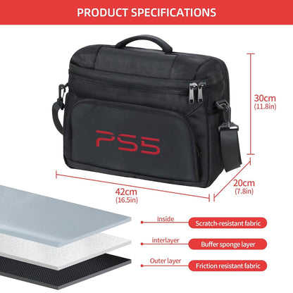 Ps5 Bag Ps5 Slim Carrying Storage Case for Ps5 Slim Controller Console Ps5 Pro Travel Carrying Bag for Game Disc Gaming Mice USB Cable Charger & Accessories