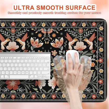 Large Mouse Pad for Desk, XXL Desk Pad Mat, Anti-Slip Big Mousepad with Stitched Edges, Keyboard Pad for Computer Desktop(Black)